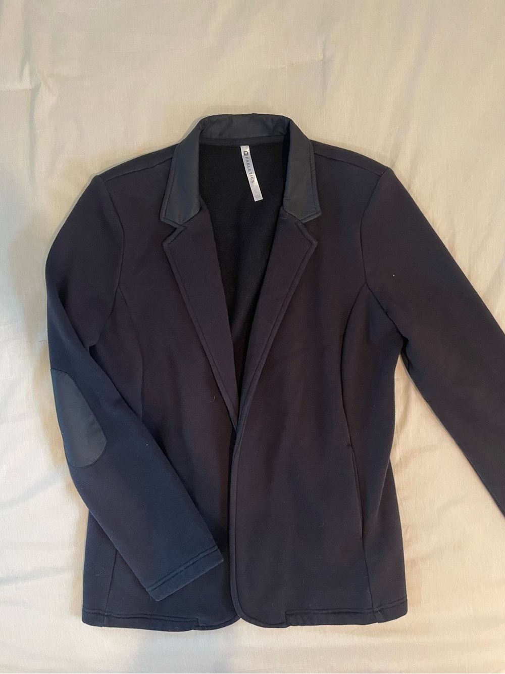 Fabletics Primrose Blazer Women’s Large DeepNavy French Terry Elbow Patch Jacket